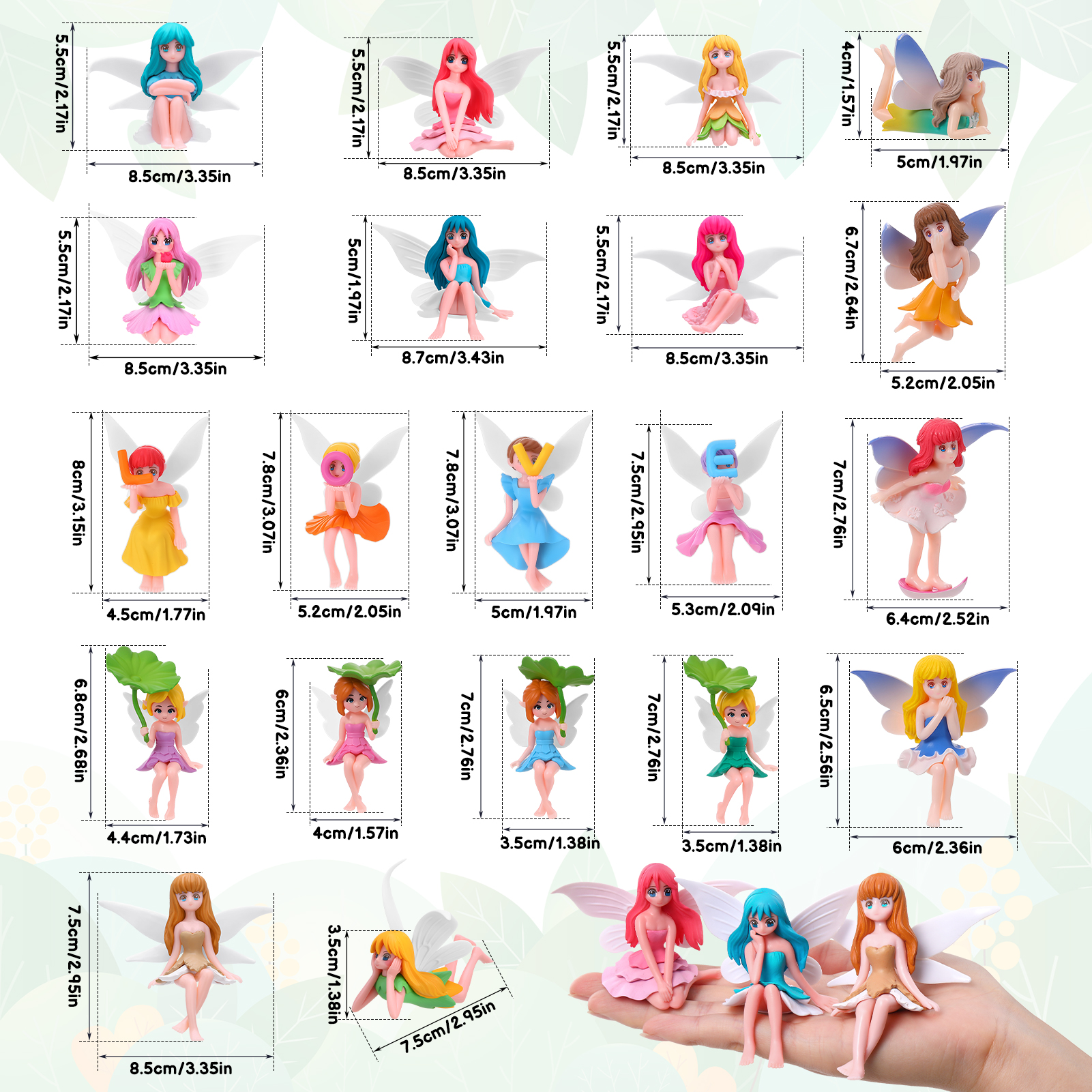topjuju 20 Pcs Miniatures Fairy Garden Accessories, Mini Resin Fairy Figurines with "LOVE" Word for DIY Home Outdoor Micro Landscape Terrarium Ornaments