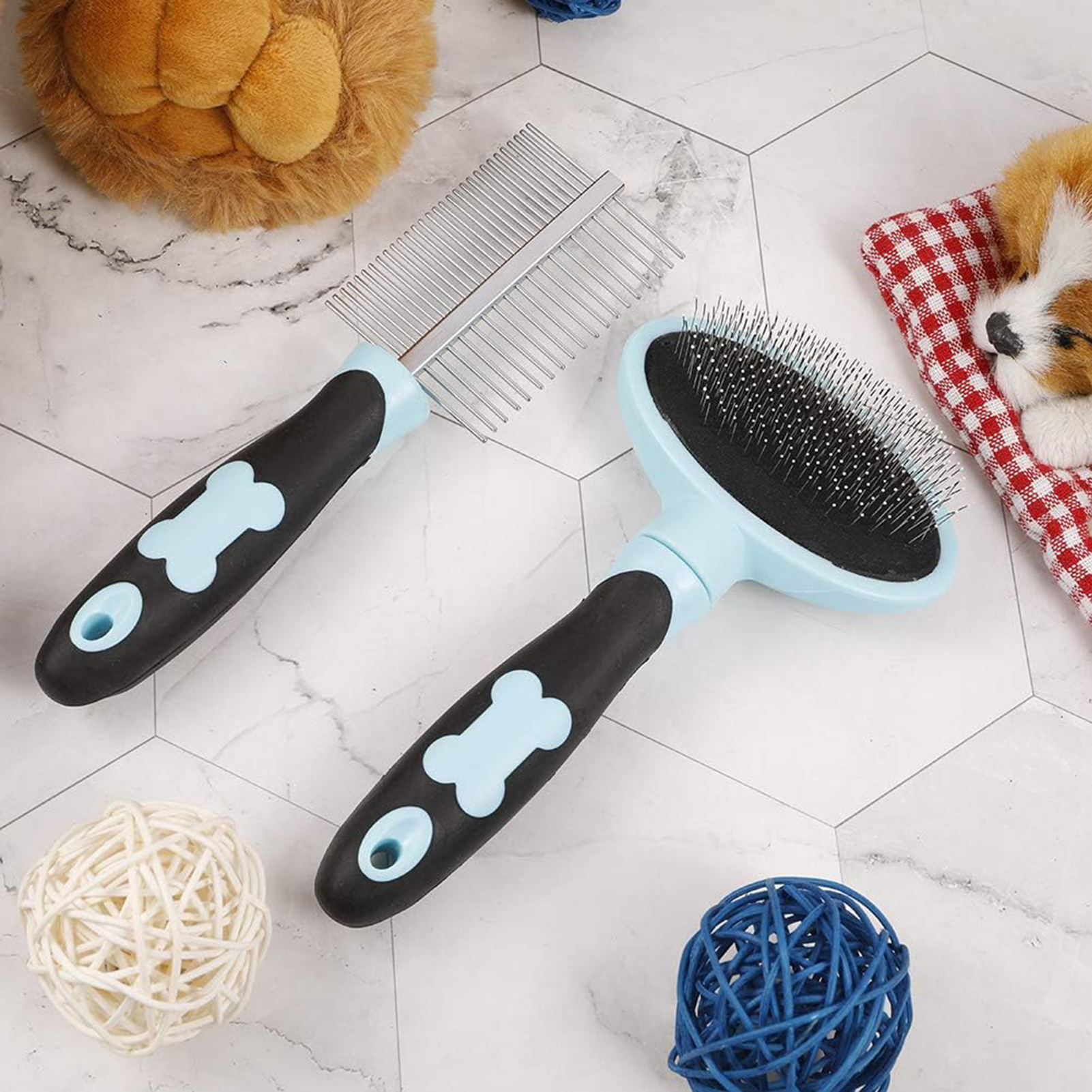 Topekada Slicker Dog Comb and Brush for Long Hair,Gently Dog Hair Brush and Sturdy Double Sided Grooming Comb,Puppy Hair Pin Brush for Small Medium Large Pets with Long Hair