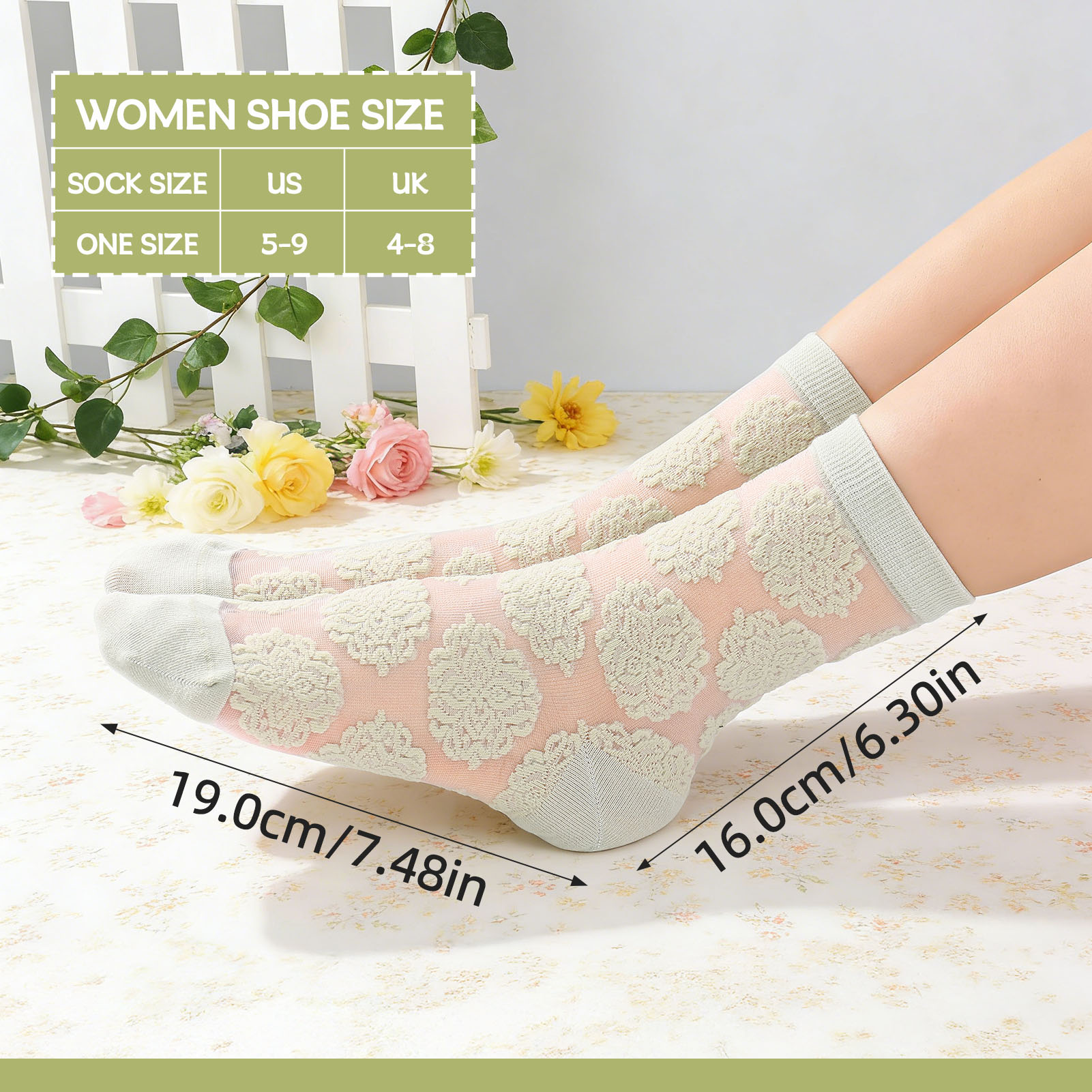 Bocaoying 7 Pairs Sheer Socks for Women, Nylon Mesh Ankle Fancy Socks with Reinforced Heel and Toe, Breathable Dress Socks for Women, Size 5-9, Black/White/Grey/Green/Yellow/Beige