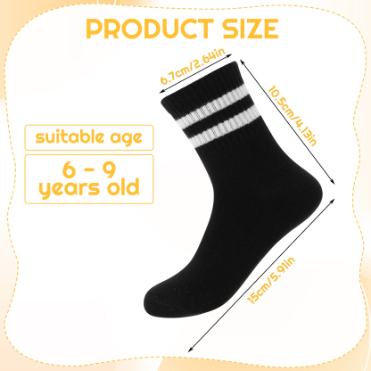 Bocaoying 8 Pairs Kids Cotton Socks, Boy Crew Socks, Kids Sports Cushioned Crew Socks, Casual Stripes Socks, Mid Cut Ankle Socks for Boys Girls 3-12 Year Old