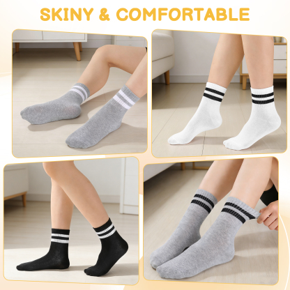 Bocaoying 8 Pairs Kids Cotton Socks, Boy Crew Socks, Kids Sports Cushioned Crew Socks, Casual Stripes Socks, Mid Cut Ankle Socks for Boys Girls 3-12 Year Old