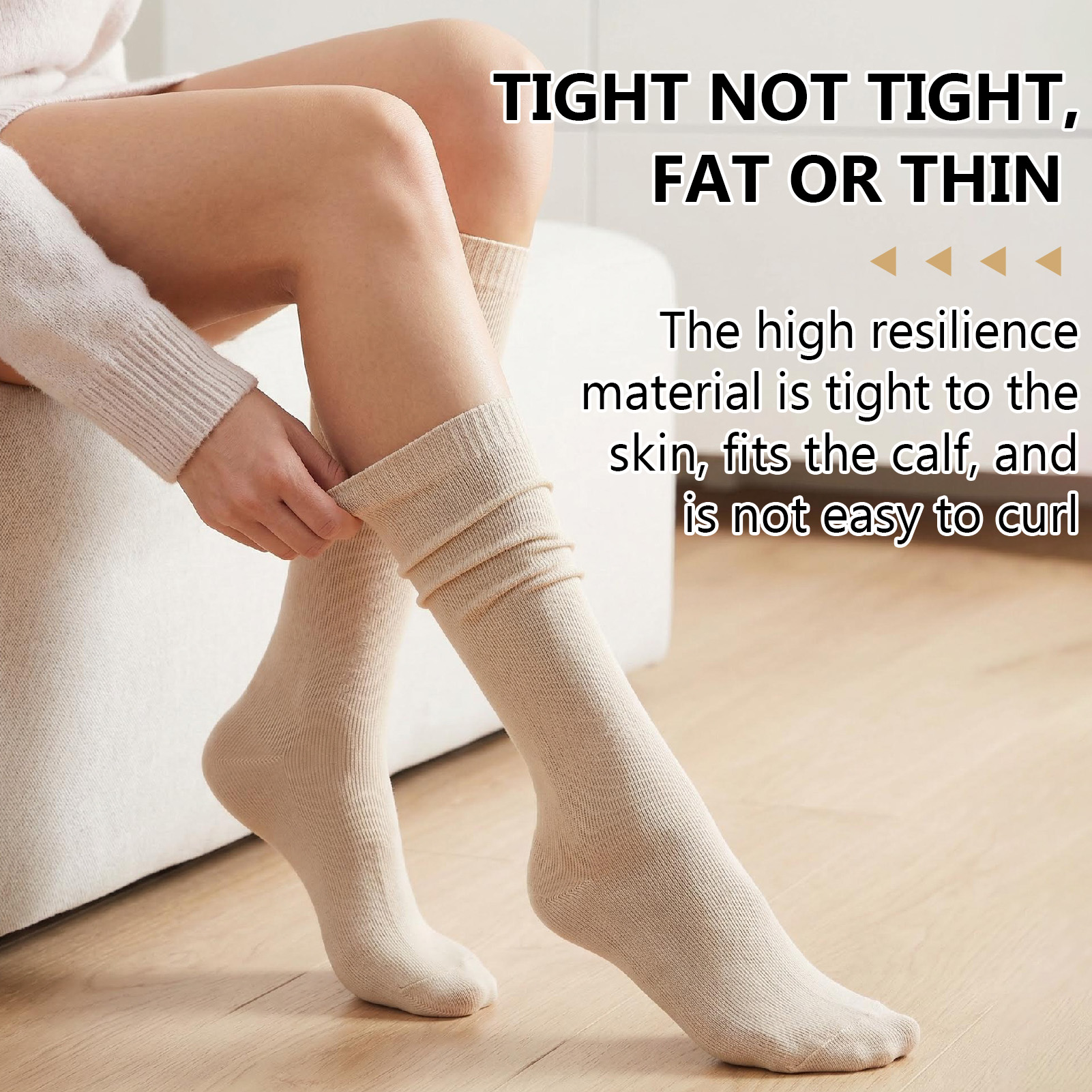 Bocaoying 4 Pairs Long Boot Socks for Women, Lined Slouch Knee High Socks, Winter Calf Socks for Outside and Home, One Size 6-10, Dark Grey/Black/Khaki/Beige