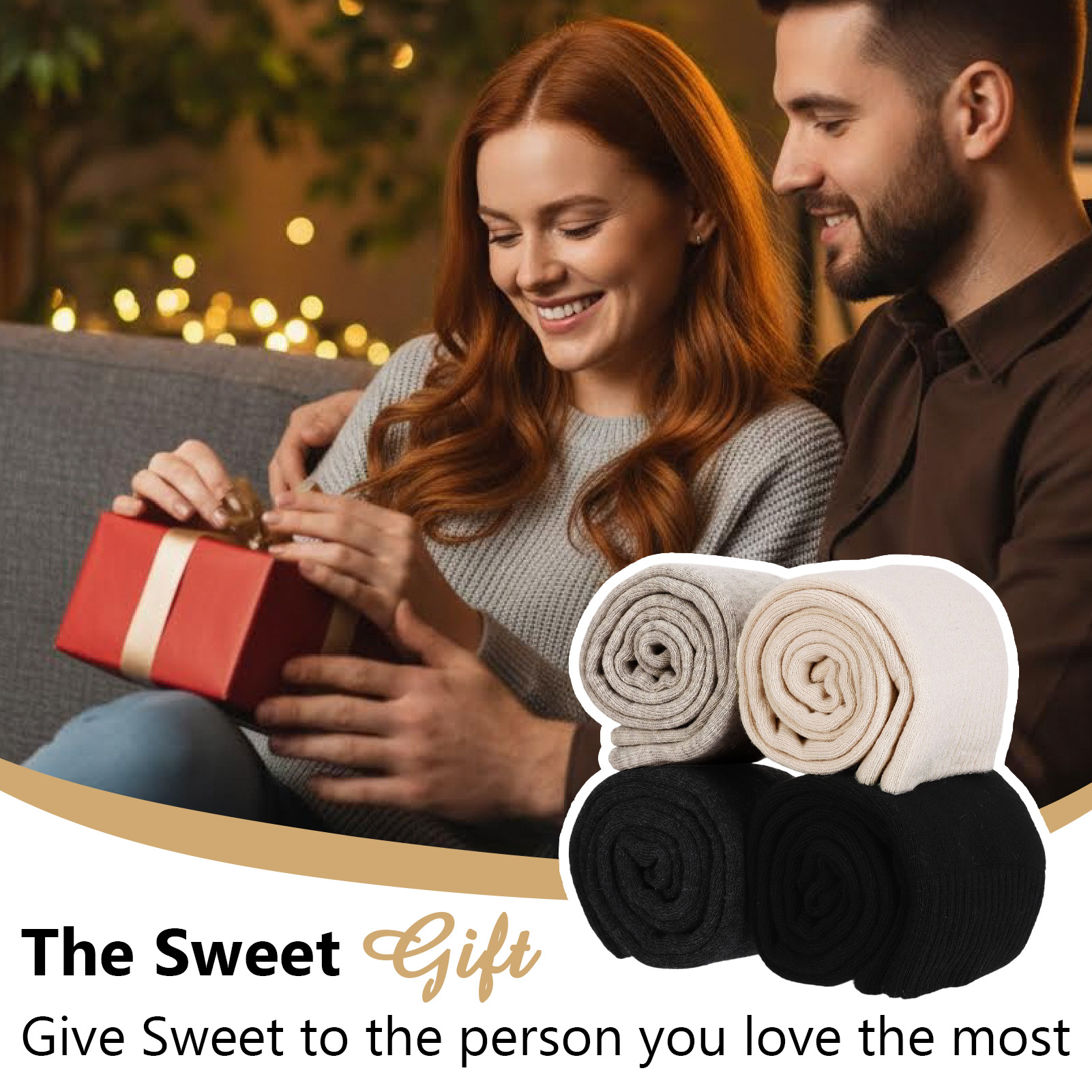 Bocaoying 4 Pairs Long Boot Socks for Women, Lined Slouch Knee High Socks, Winter Calf Socks for Outside and Home, One Size 6-10, Dark Grey/Black/Khaki/Beige