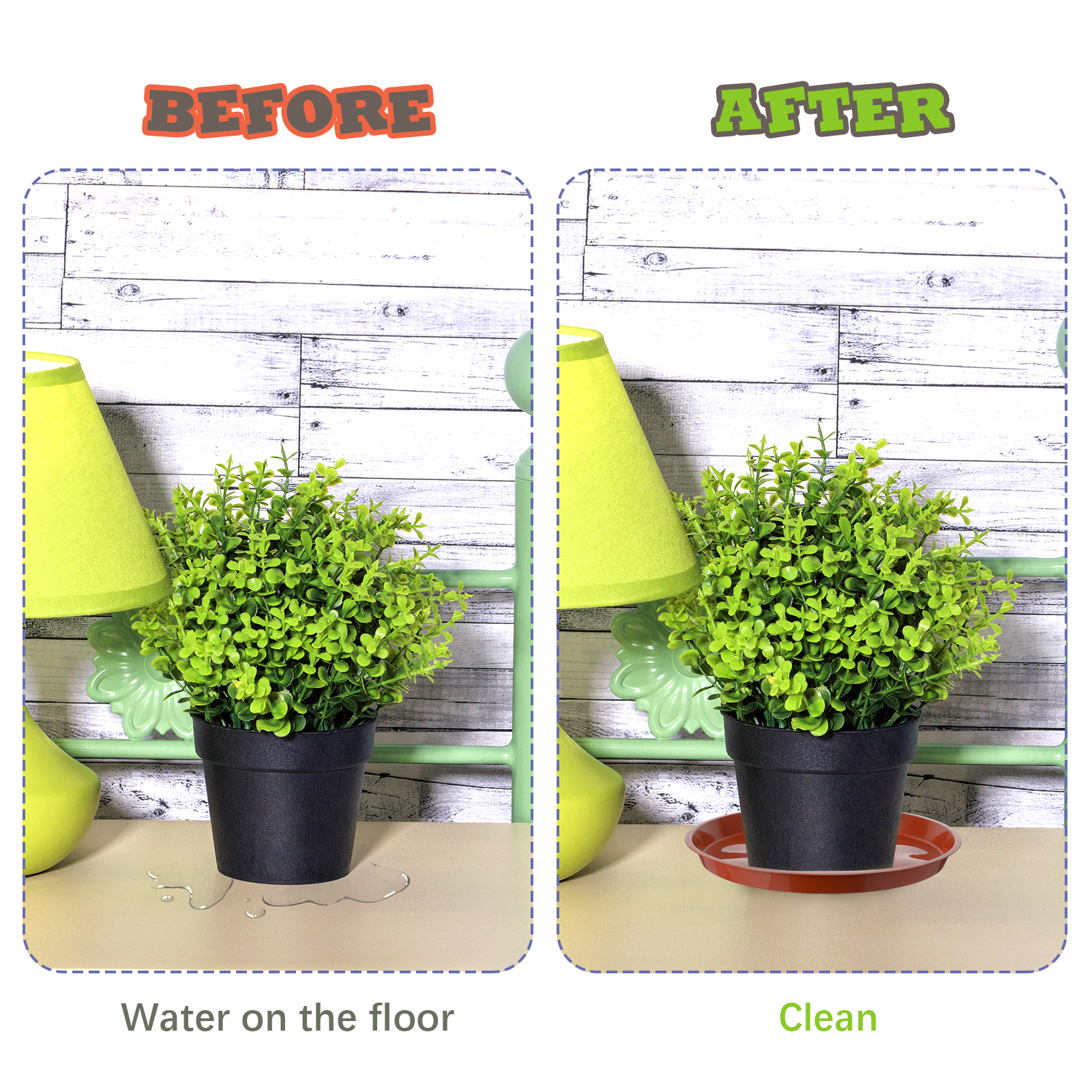 topjuju 15 Pcs Large Plant Saucers, 10/12/14 inches Plastic Plant Trays to Catch Water, Extra Large Plant Saucer with Labels, Heavy Duty Plant Drip Trays for Plant Pots Indoors Outdoors