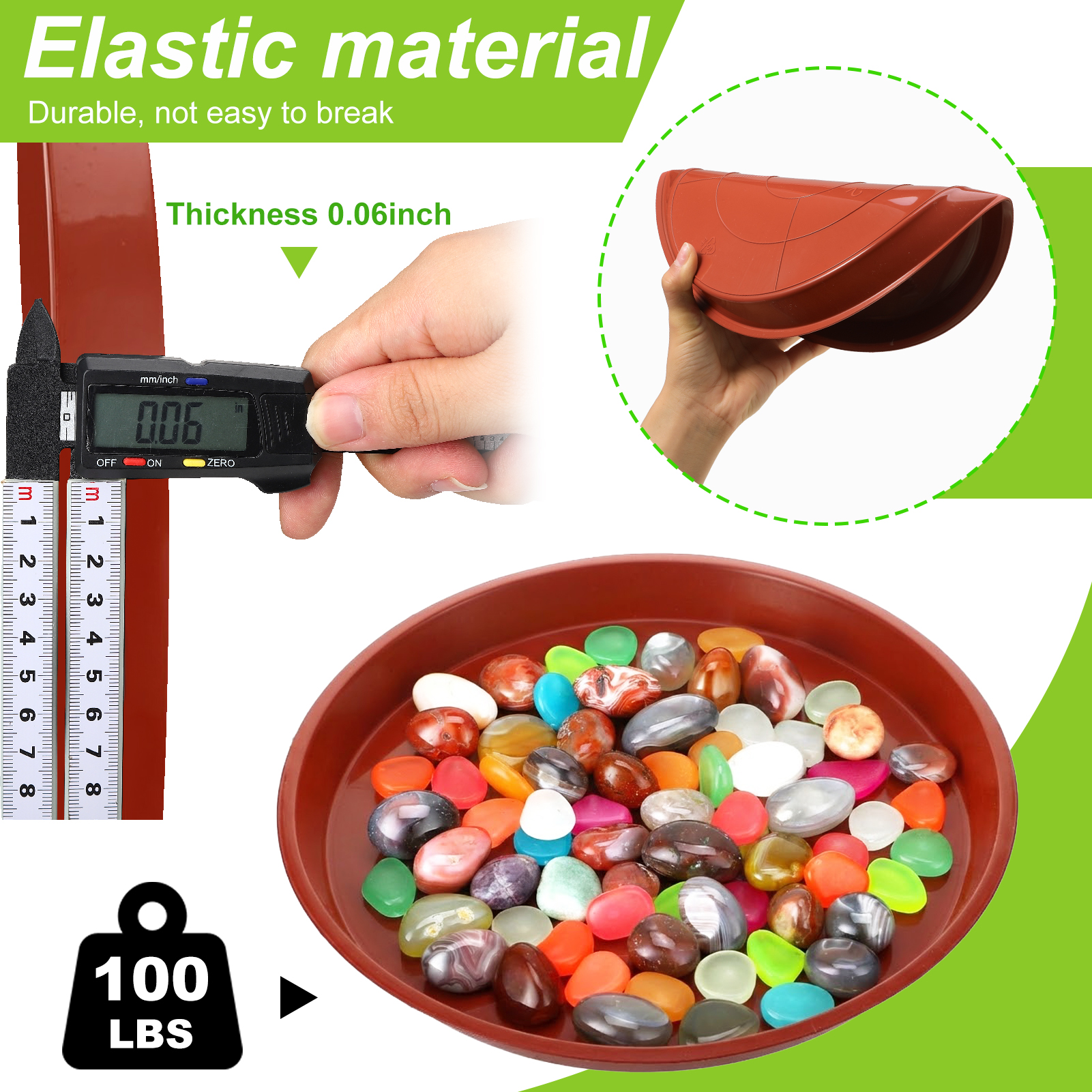 topjuju 15 Pcs Large Plant Saucers, 10/12/14 inches Plastic Plant Trays to Catch Water, Extra Large Plant Saucer with Labels, Heavy Duty Plant Drip Trays for Plant Pots Indoors Outdoors