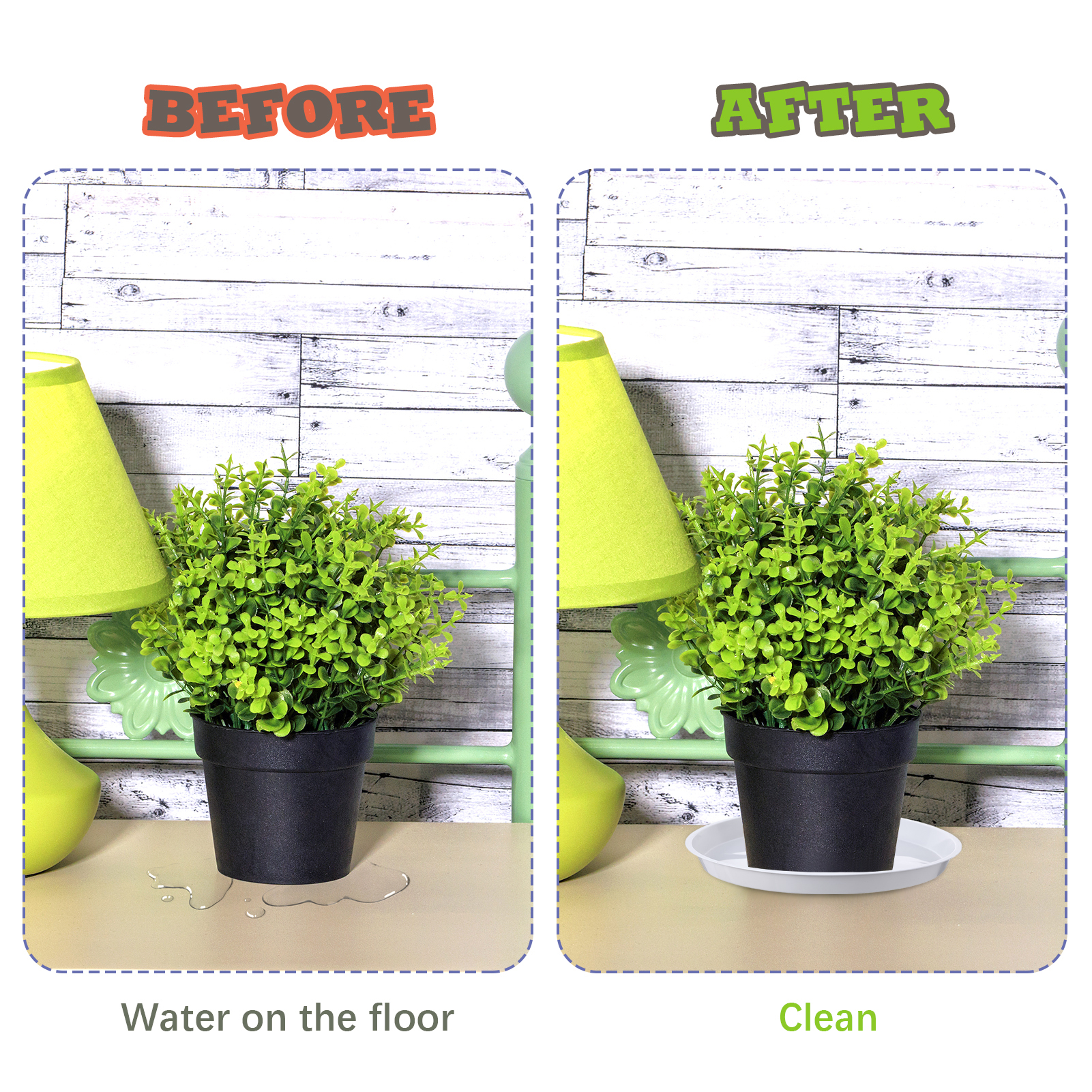 topjuju 15 Pcs Large Plant Saucers, 10/12/14 inches Plastic Plant Trays to Catch Water, Extra Large Plant Saucer with Labels, Heavy Duty Plant Drip Trays for Plant Pots Indoors Outdoors