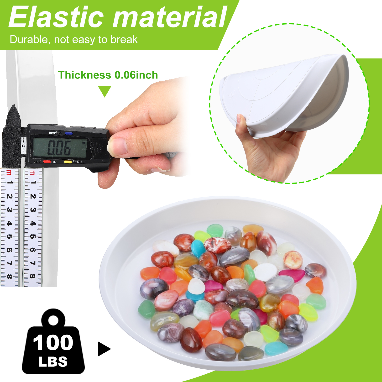 topjuju 15 Pcs Large Plant Saucers, 10/12/14 inches Plastic Plant Trays to Catch Water, Extra Large Plant Saucer with Labels, Heavy Duty Plant Drip Trays for Plant Pots Indoors Outdoors