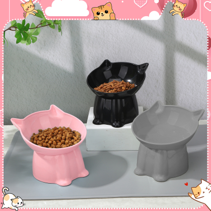 shuaien 3 Pcs Elevated Cat Bowls with Non-Slip Mat, 15 Degree Tilted Cat Food Bowls, Anti Vomit & Whisker Friendly Dishes 3 Raised Pet Bowls for Cats and Small Dogs