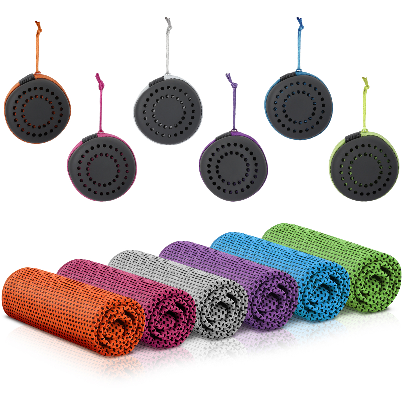 Abaima 6 Pack Cooling Towels, Summer Instant Cooling Towel for Neck and Face, 35"x12" Breathable Chilly Sports Towel, Quick Dry Gym Towel for Yoga, Running, Workout, Camping