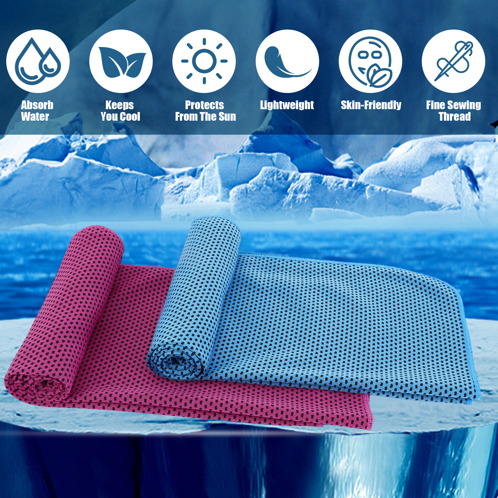Abaima 6 Pack Cooling Towels, Summer Instant Cooling Towel for Neck and Face, 35"x12" Breathable Chilly Sports Towel, Quick Dry Gym Towel for Yoga, Running, Workout, Camping