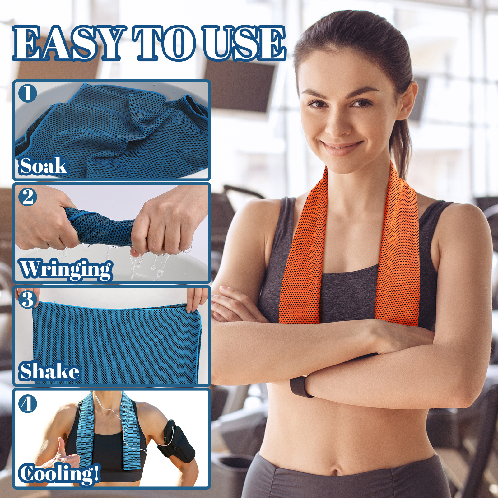 Abaima 6 Pack Cooling Towels, Summer Instant Cooling Towel for Neck and Face, 35"x12" Breathable Chilly Sports Towel, Quick Dry Gym Towel for Yoga, Running, Workout, Camping