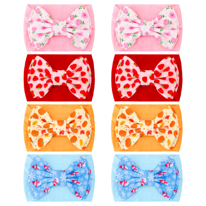 Bocaoying 8 Pack Baby Girls Headbands with Bows, Soft Elastic Head Wrap for Newborn Infant Toddler, 4 Patterns Snowman/Cherry Blossom/Strawberry/Pumpkin, Ideal for Photoshoot & Baby Shower Gift