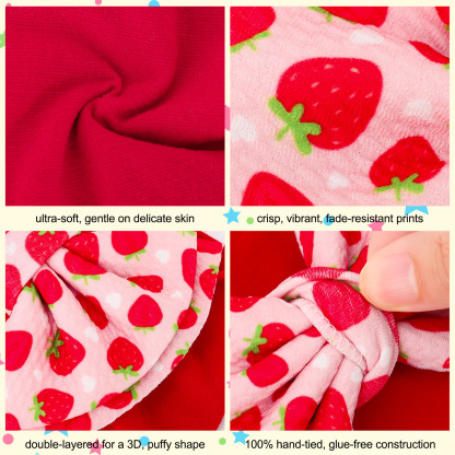 Bocaoying 8 Pack Baby Girls Headbands with Bows, Soft Elastic Head Wrap for Newborn Infant Toddler, 4 Patterns Snowman/Cherry Blossom/Strawberry/Pumpkin, Ideal for Photoshoot & Baby Shower Gift
