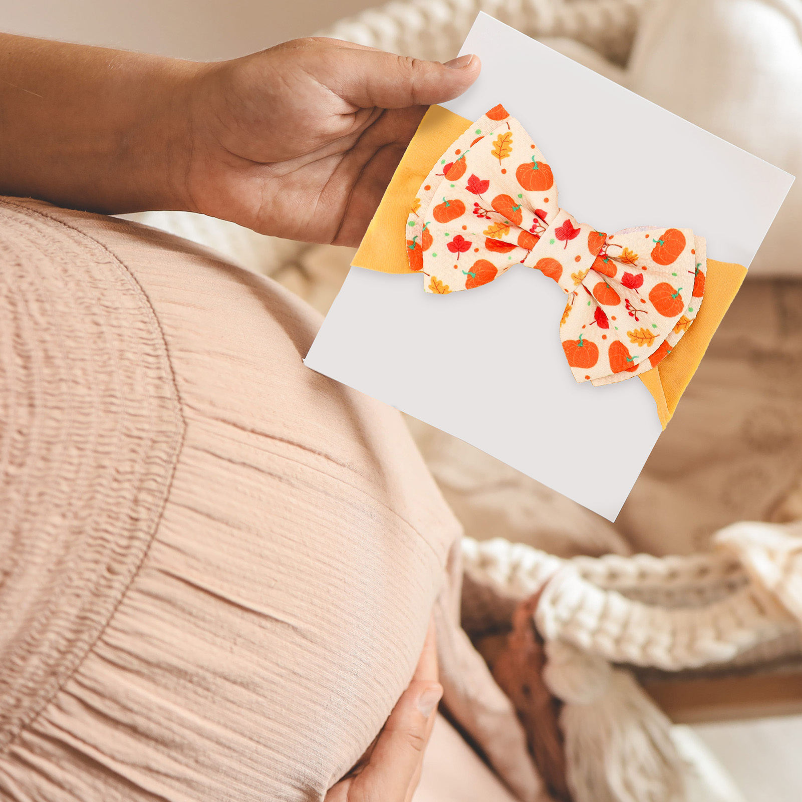 Bocaoying 8 Pack Baby Girls Headbands with Bows, Soft Elastic Head Wrap for Newborn Infant Toddler, 4 Patterns Snowman/Cherry Blossom/Strawberry/Pumpkin, Ideal for Photoshoot & Baby Shower Gift