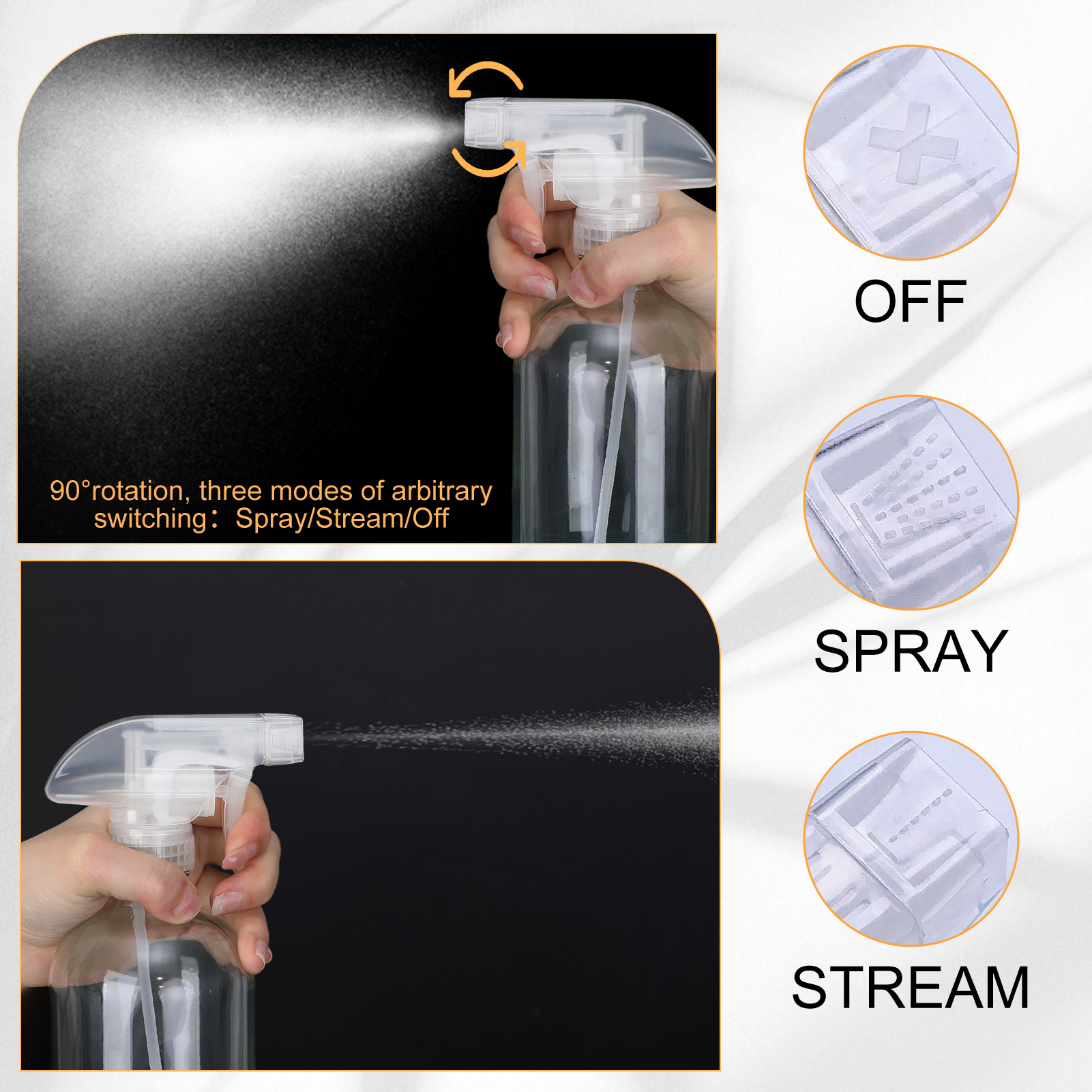 Armscye 4 Pack 16.9 Oz Glass Spray Bottles, Empty Clear Squirt Bottles with Adjustable Nozzle, Refillable Spray Container for Essential Oils, Hair, Cooking, Cleaning Sprayers with Rich Accessories