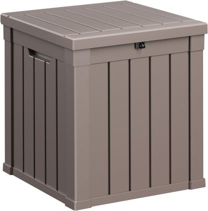 40 Gallon Resin Deck Box, Lockable Patio Outdoor Storage Box for Furniture, Garden Tools and Tools Storage, Waterproof Outside Storage Boxes