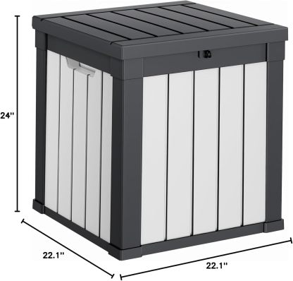40 Gallon Resin Deck Box, Lockable Patio Outdoor Storage Box for Furniture, Garden Tools and Tools Storage, Waterproof Outside Storage Boxes
