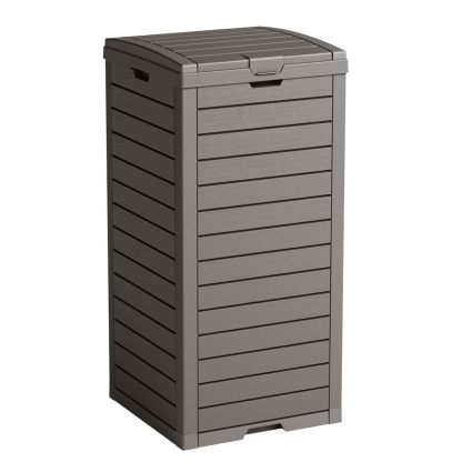 31 Gallon Outdoor Trash Can, Waterproof Trash Can Cabinet for Outside, Resin Garbage Bin with Lid and Drip Tray for Easy Cleaning for Patios