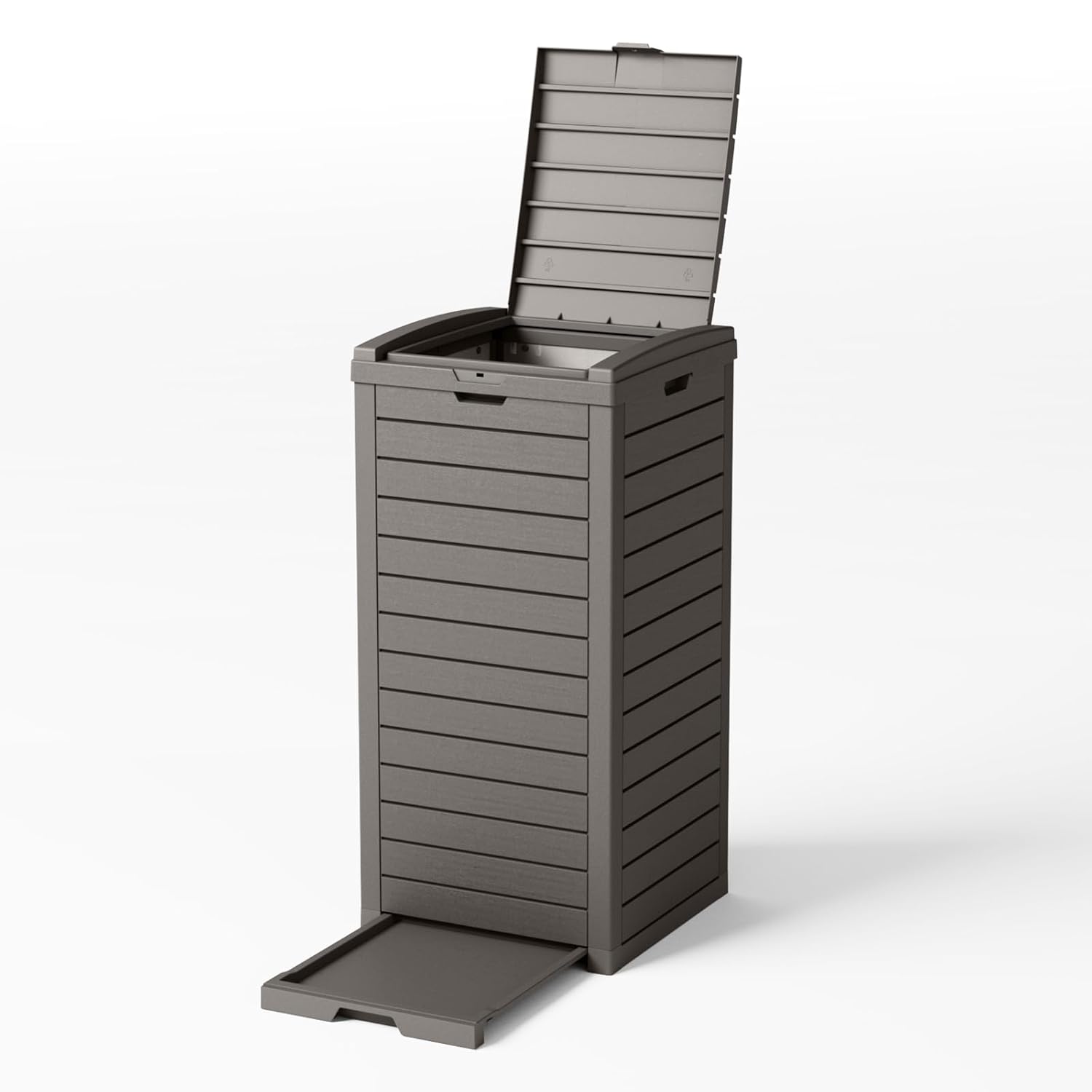 31 Gallon Outdoor Trash Can, Waterproof Trash Can Cabinet for Outside, Resin Garbage Bin with Lid and Drip Tray for Easy Cleaning for Patios