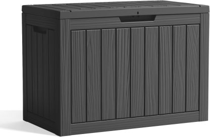 45 Gallon Resin Deck Box, Lockable Patio Outdoor Storage Box for Furniture, Garden Tools and Tools Storage
