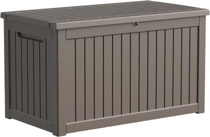 280 Gallon Resin Deck Box, Lockable Patio Outdoor Storage Box for Furniture, Garden Tools and Tools Storage