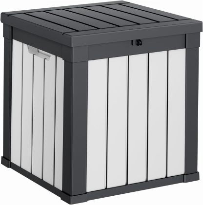 40 Gallon Resin Deck Box, Lockable Patio Outdoor Storage Box for Furniture, Garden Tools and Tools Storage, Waterproof Outside Storage Boxes