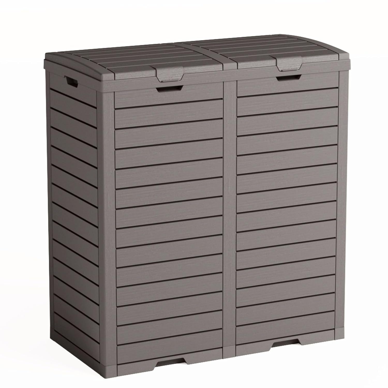 62 Gallon Outdoor Double Trash Can, Waterproof Trash Can Cabinet for Outside, Resin Garbage Bin with Lid and Drip Tray for Easy Cleaning for Patios