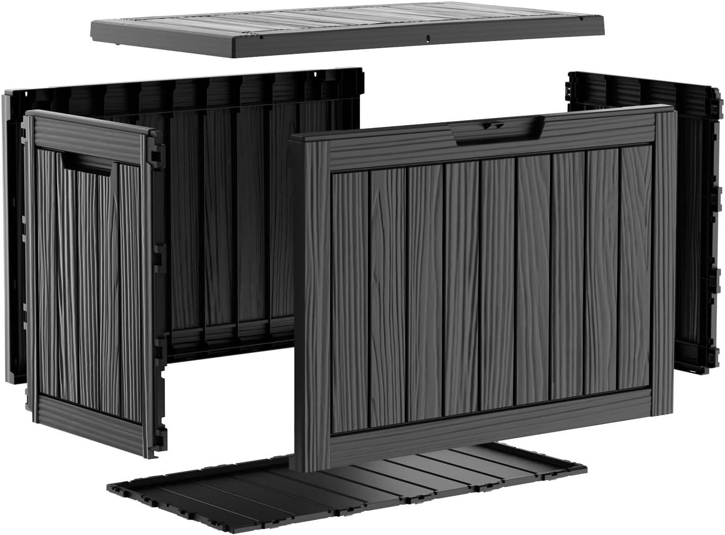 Outside Resin Deck Box Lockable for Patio Cushions Storage, Garden Tools, Pool Supplies