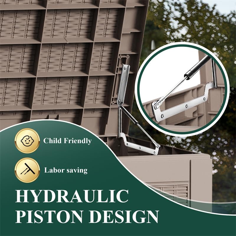 100 Gallon Resin Deck Box Outdoor Storage Box with Lockable Lid, Waterproof for Patio Cushions, Gardening Tools & Exercise Equipment