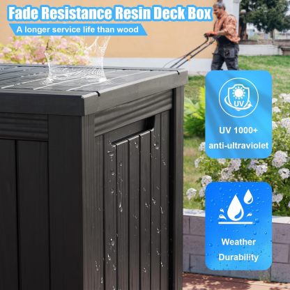 180 Gallon Resin Deck Box Outdoor Storage Box with Lockable Lid, Waterproof for Patio Cushions