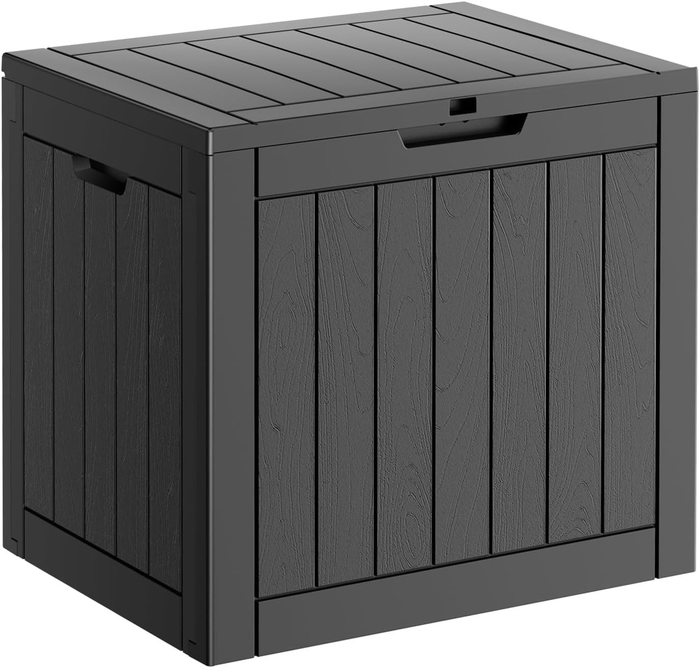 31 Gallon Resin Deck Box, Lockable Patio Outdoor Storage Box for Furniture, Garden Tools and Tools Storage, Waterproof Outside Storage Boxes
