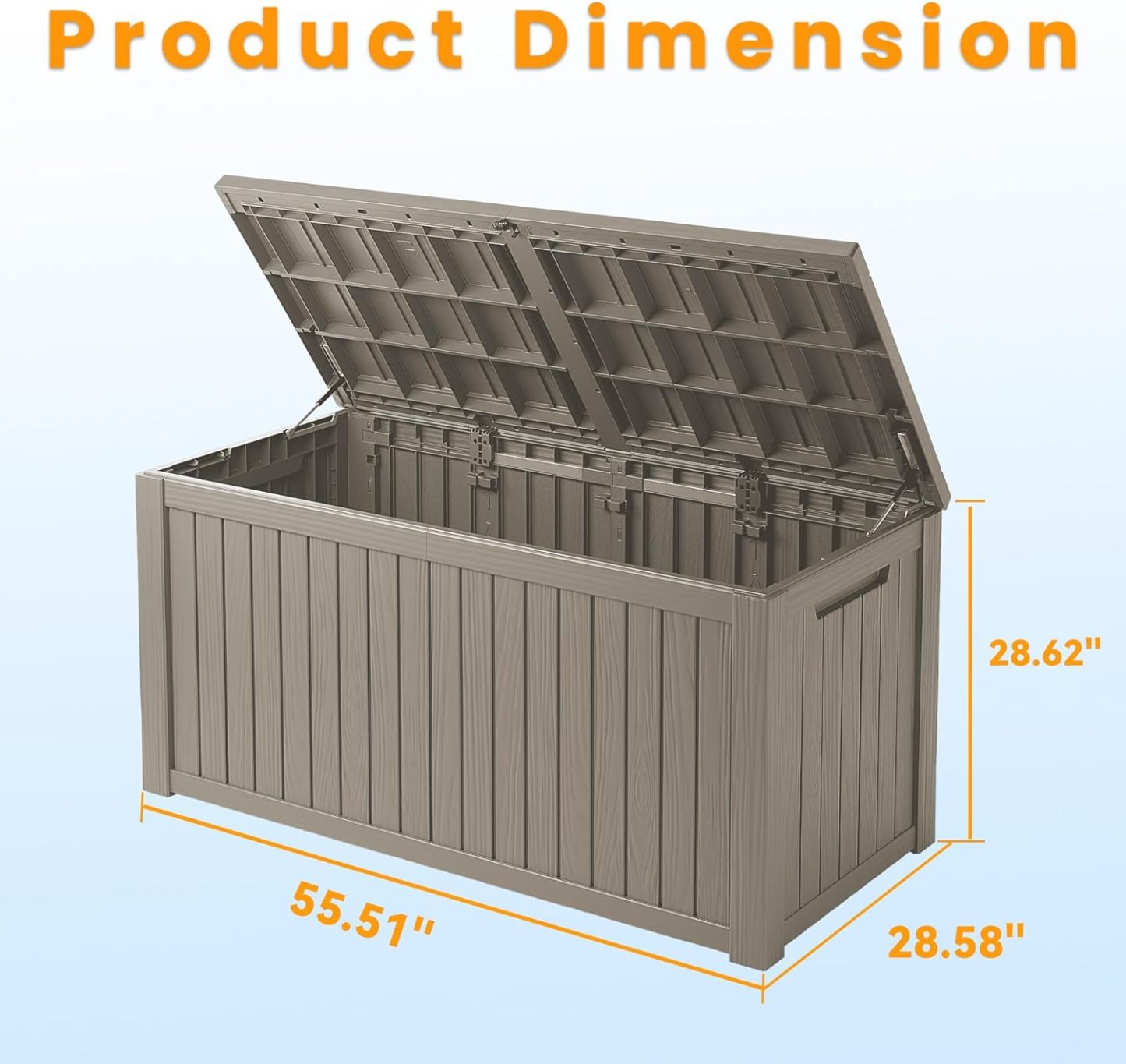 200 Gallon Resin Deck Box, Lockable Patio Outdoor Storage Box for Furniture, Garden Tools and Tools Storage, Waterproof Outside Storage Boxes