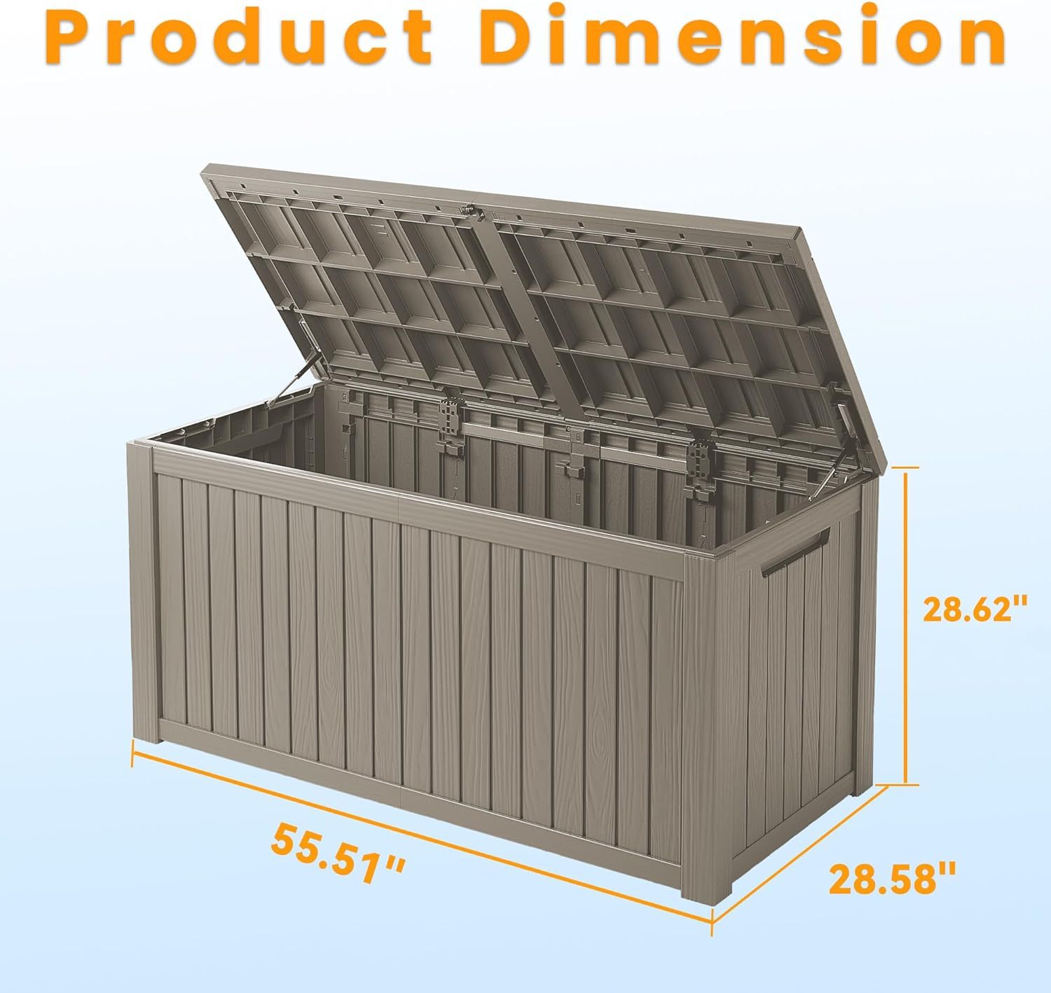 200 Gallon Resin Deck Box, Lockable Patio Outdoor Storage Box for Furniture, Garden Tools and Tools Storage, Waterproof Outside Storage Boxes