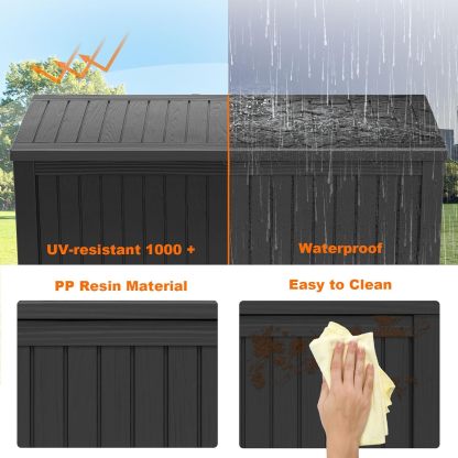 180 Gallon Resin Deck Box, Lockable Patio Outdoor Storage Box for Furniture, Garden Tools and Tools Storage, Waterproof Outside Storage Boxes
