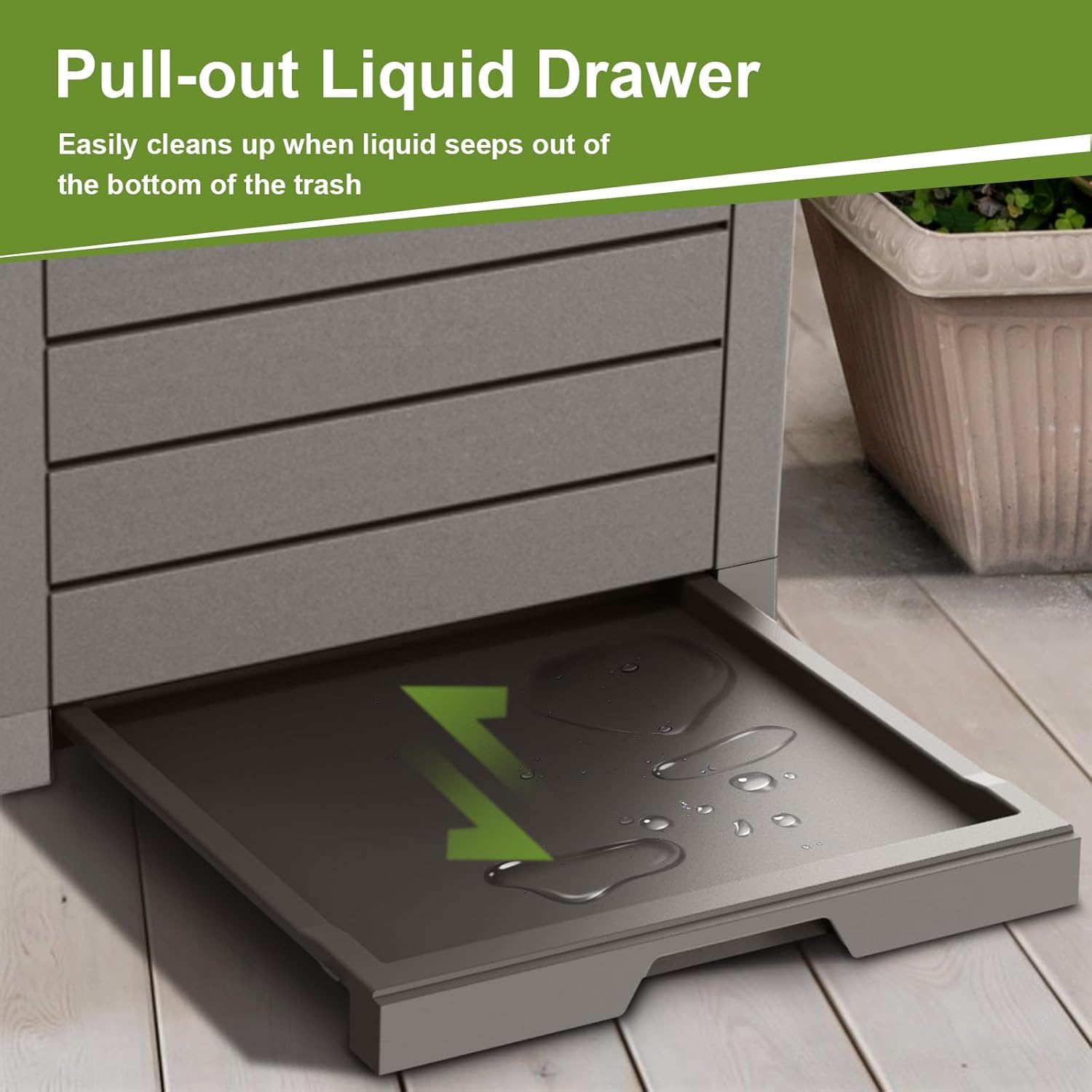 31 Gallon Outdoor Trash Can, Waterproof Trash Can Cabinet for Outside, Resin Garbage Bin with Lid and Drip Tray for Easy Cleaning for Patios