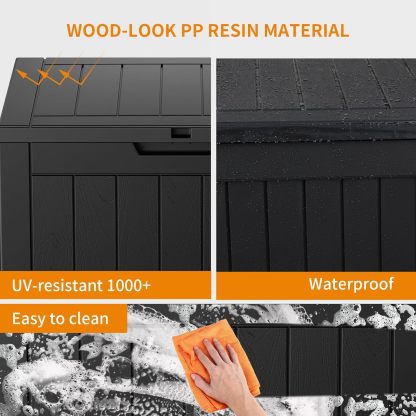 31 Gallon Resin Deck Box, Lockable Patio Outdoor Storage Box for Furniture, Garden Tools and Tools Storage, Waterproof Outside Storage Boxes
