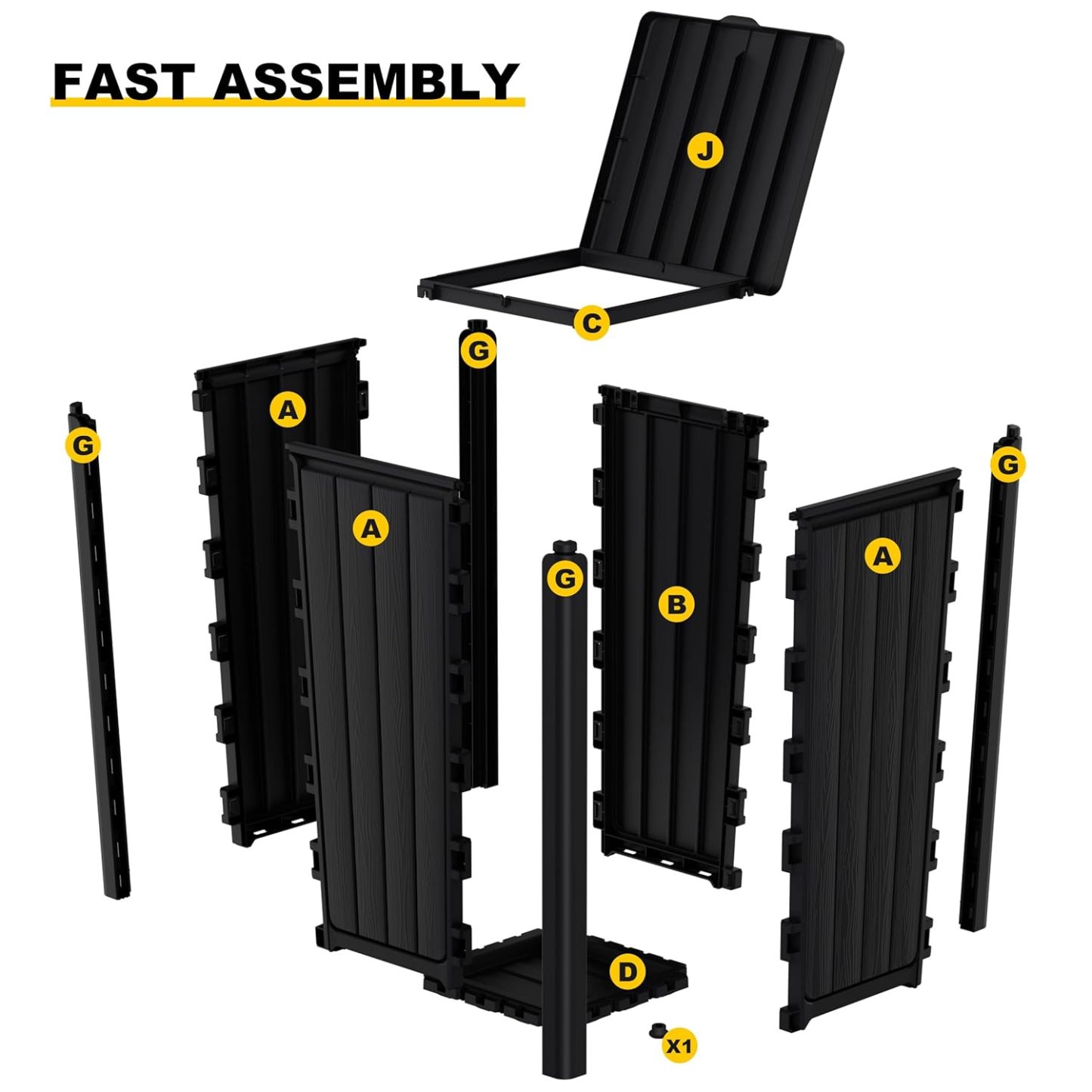 32 Gallon Outdoor Kitchen Trash Can with Lid, Weather-Resistant Construction Resin Garbage Can, Lightweight, Easy to Assemble and Move