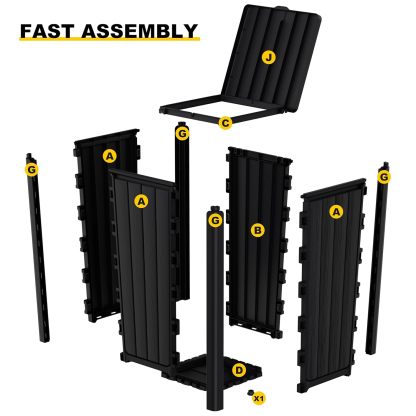 32 Gallon Outdoor Kitchen Trash Can with Lid, Weather-Resistant Construction Resin Garbage Can, Lightweight, Easy to Assemble and Move