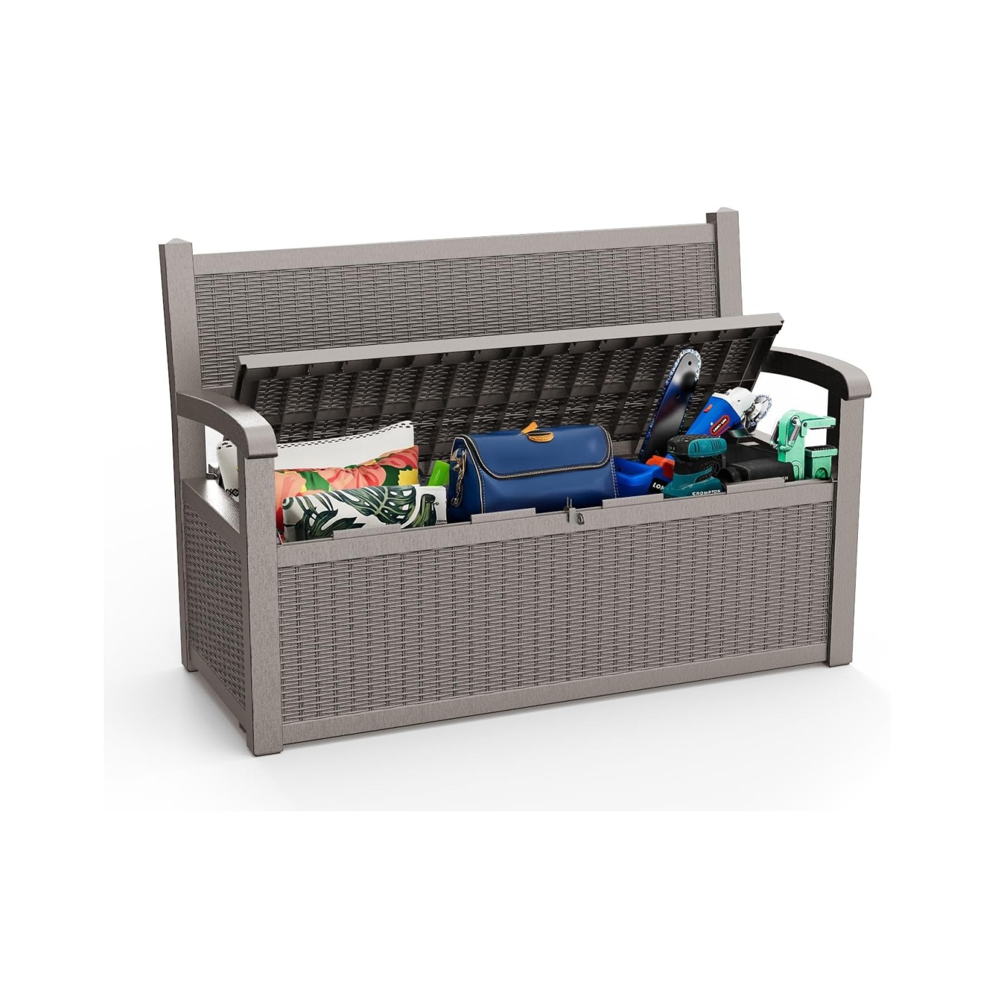 80 Gallon Outdoor Storage Bench Deck Box Waterproof Lockable, Outdoor Storage Furniture for Patio