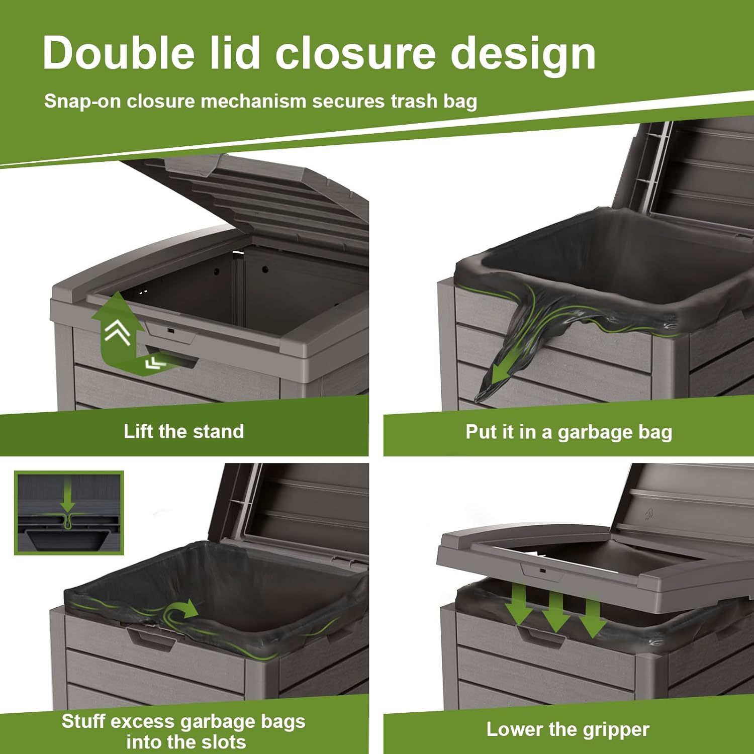 31 Gallon Outdoor Trash Can, Waterproof Trash Can Cabinet for Outside, Resin Garbage Bin with Lid and Drip Tray for Easy Cleaning for Patios