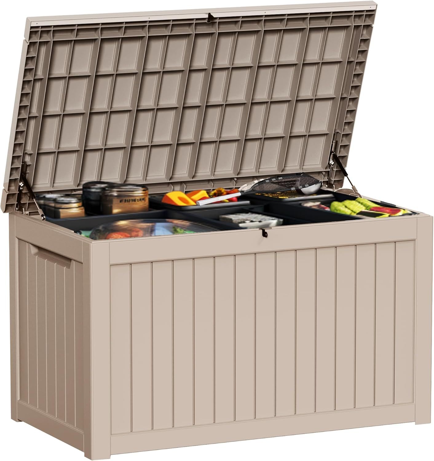 230 Gallon Resin Deck Box Outdoor Storage Box with Lockable Lid, Waterproof for Patio Cushions