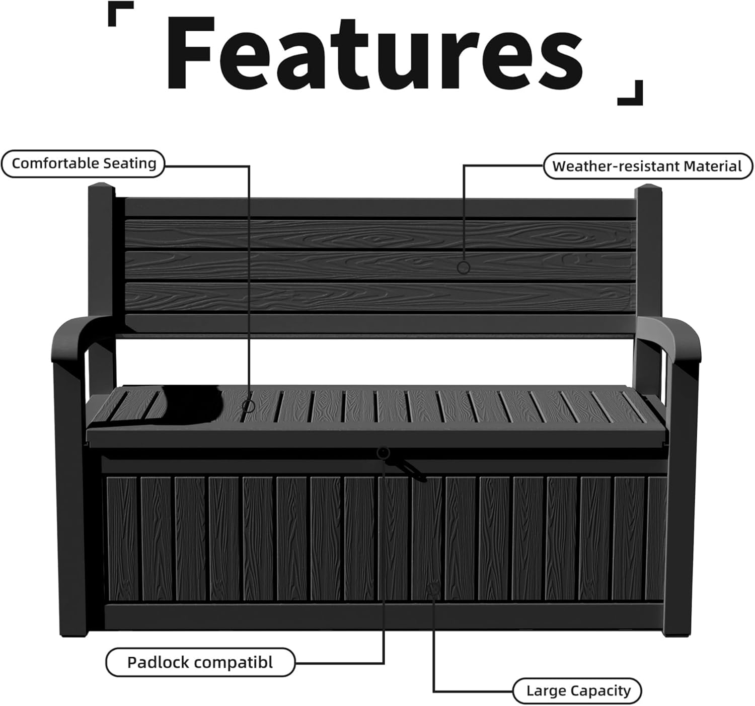 80 Gallon Outdoor Storage Bench Deck Box Waterproof Lockable, Outdoor Storage Furniture for Patio, Garden and Porch, Tools and Cushions