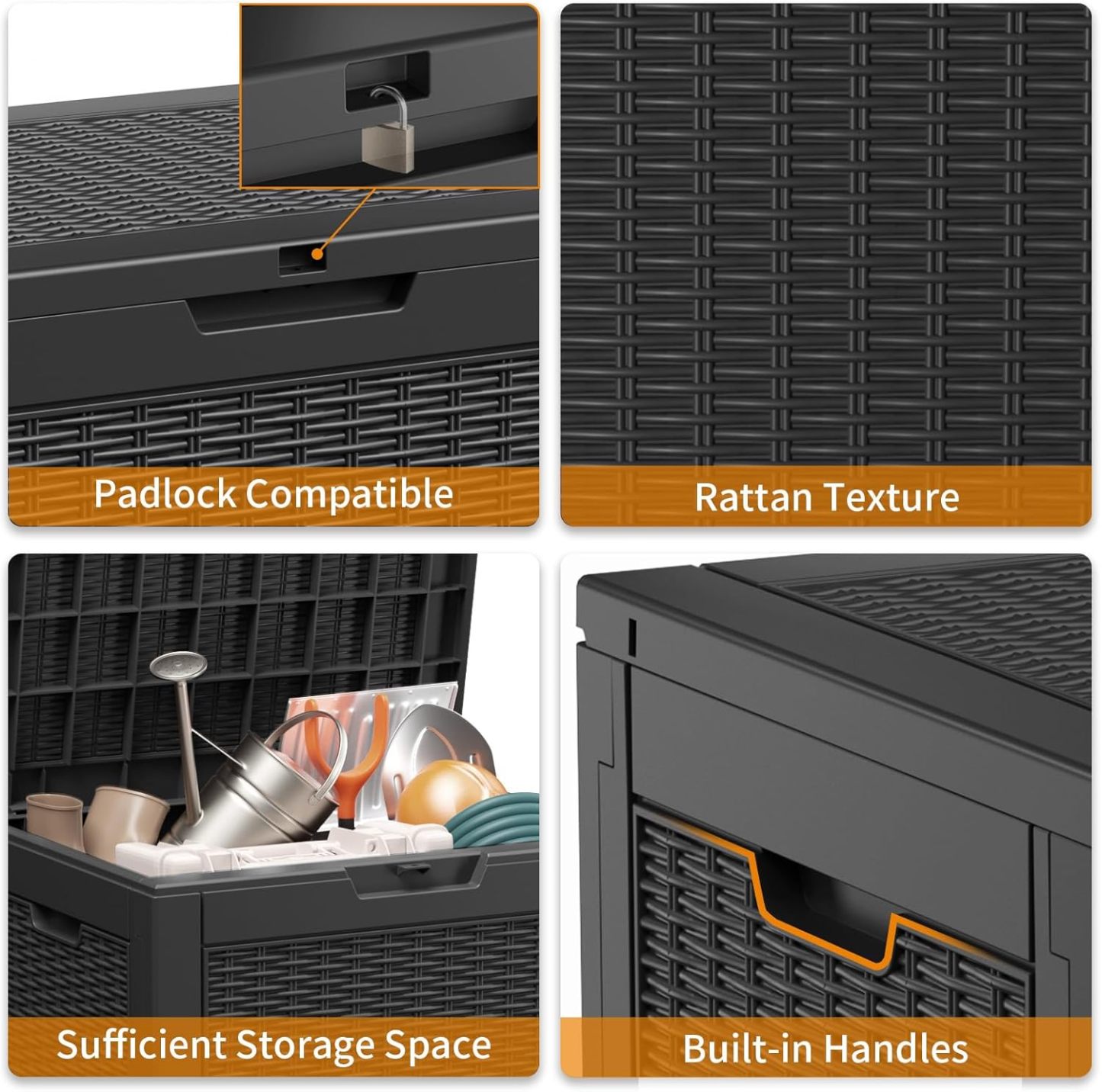 30 Gallon Resin Deck Box, Lockable Patio Outdoor Storage Box for Furniture, Garden Tools and Tools Storage, Waterproof Outside Storage Boxes