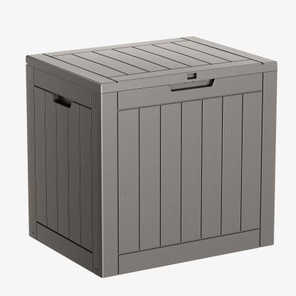 31 Gallon Resin Deck Box, Lockable Patio Outdoor Storage Box for Furniture, Garden Tools and Tools Storage, Waterproof Outside Storage Boxes