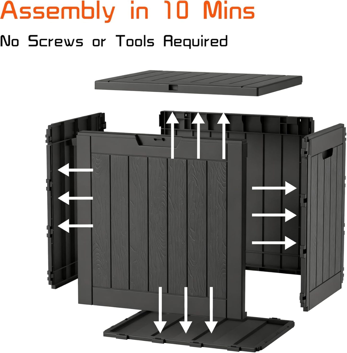 Outside Resin Deck Box Lockable for Patio Cushions Storage, Garden Tools, Pool Supplies