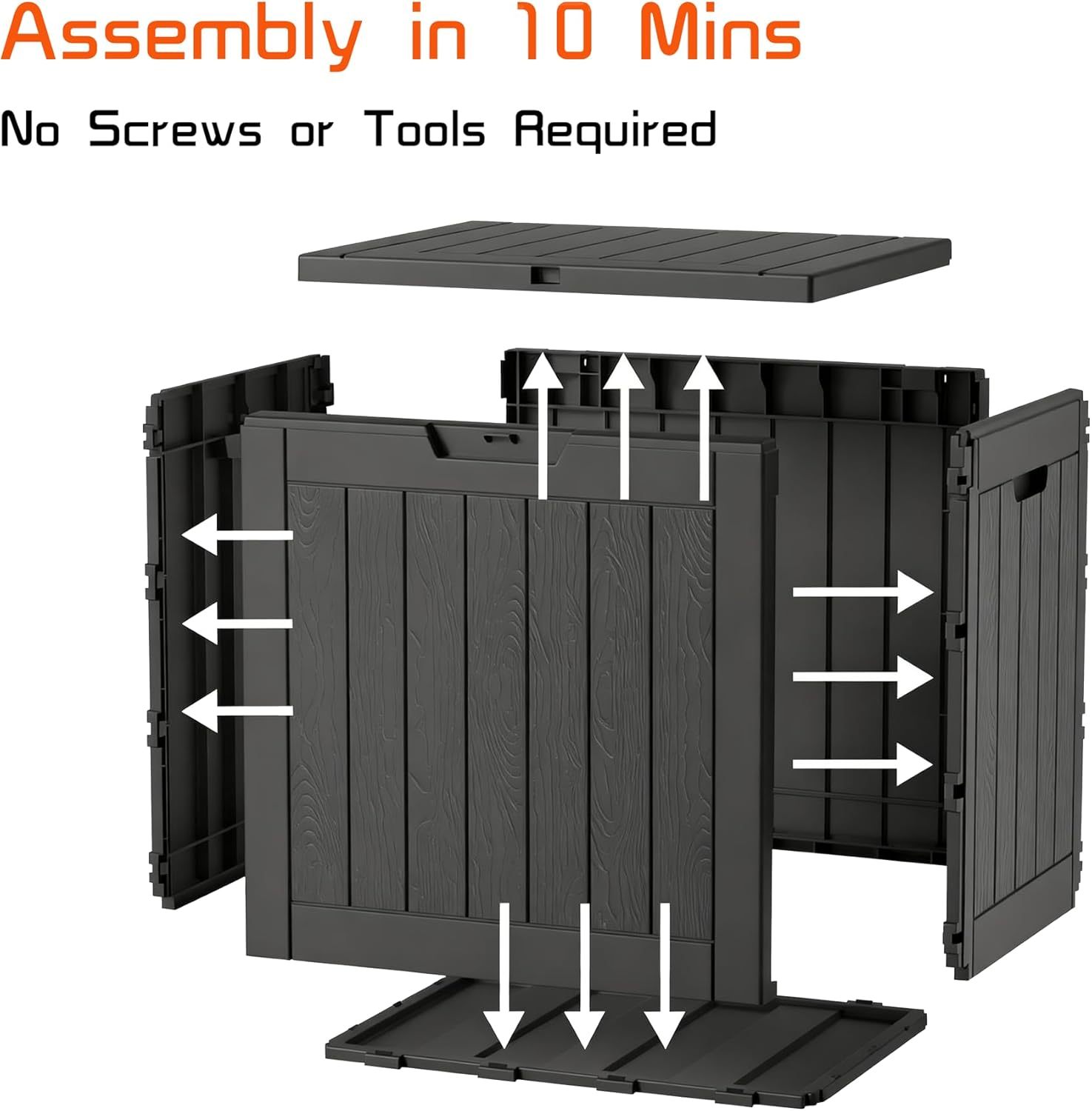 Outside Resin Deck Box Lockable for Patio Cushions Storage, Garden Tools, Pool Supplies