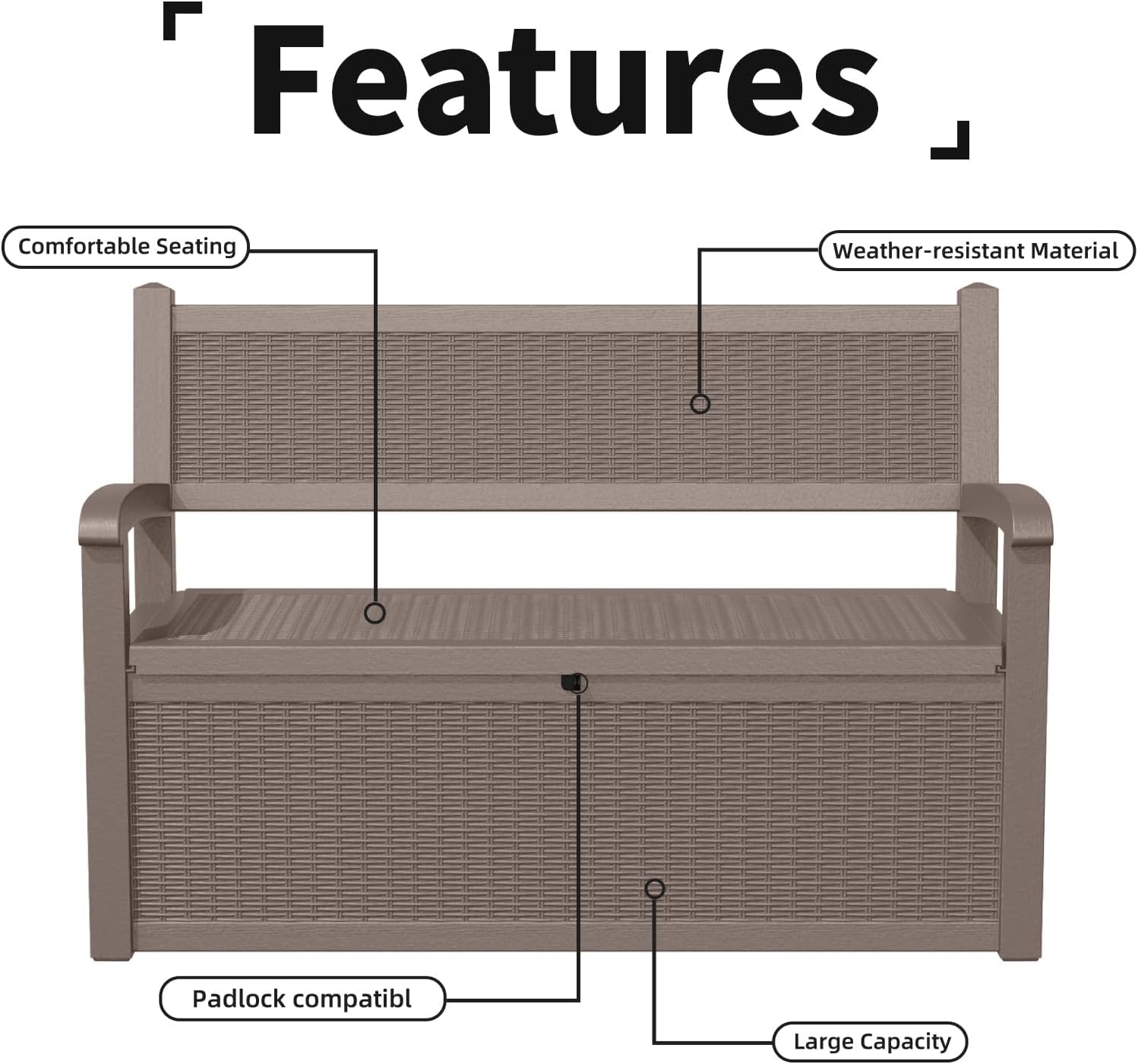 80 Gallon Outdoor Storage Bench Deck Box Waterproof Lockable, Outdoor Storage Furniture for Patio