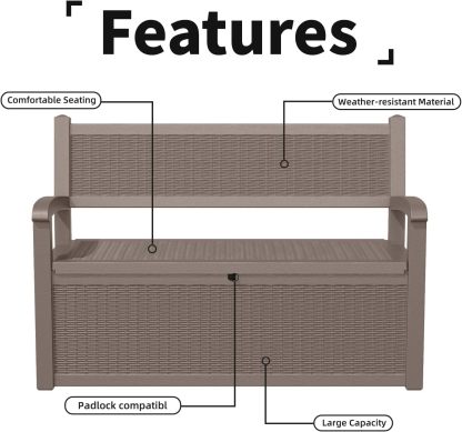 80 Gallon Outdoor Storage Bench Deck Box Waterproof Lockable, Outdoor Storage Furniture for Patio