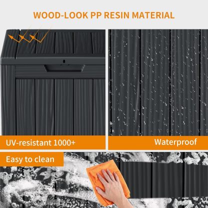 28 Gallon Resin Deck Box, Lockable Patio Outdoor Storage Box for Furniture, Garden Tools and Tools Storage