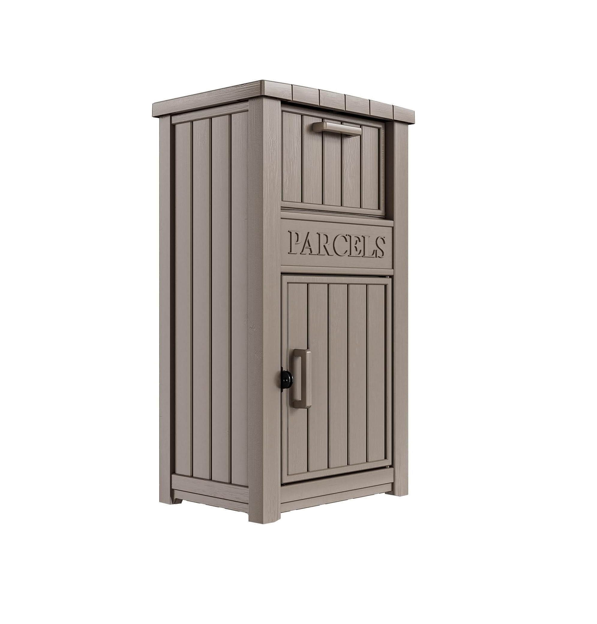 Lockable Outdoor Storage Box, Large Double -Wall Resin Package Delivery Waterproof Deck Box for Porch